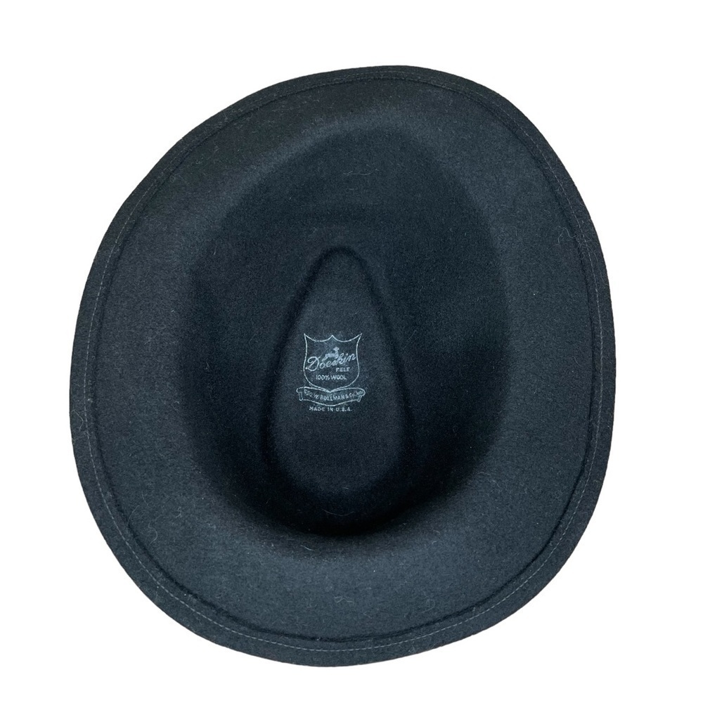 Doeskin Felt Bollman Black Hat Co 100% Wool Buckle Made in USA - Picture 2 of 8